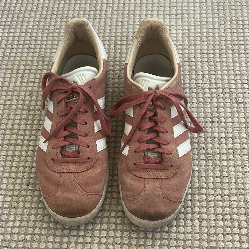 Adidas Pink and White Gazelle Sneakers